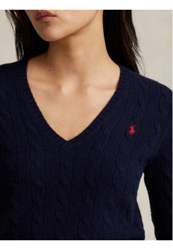 Polo Ralph Lauren Sweter 211910422003 Granatowy Regular Fit. Typ kołnierza: polo. Kolor: niebieski. Materiał: wełna