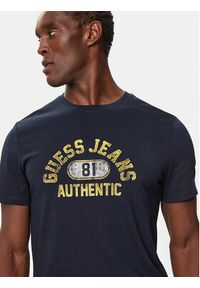 Guess T-Shirt M4BI74 K8HM0 Granatowy Slim Fit. Kolor: niebieski. Materiał: bawełna