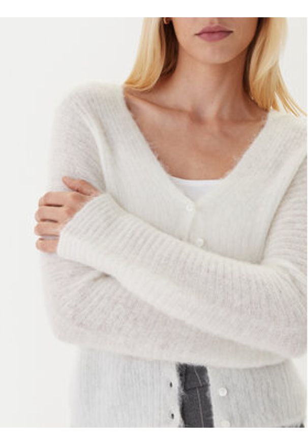 Calvin Klein Kardigan LV044D344G Beżowy Regular Fit. Kolor: beżowy. Materiał: syntetyk