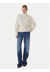 Elisabetta Franchi Sweter MK-55T-57E2 Biały Regular Fit. Kolor: biały. Materiał: wełna #3