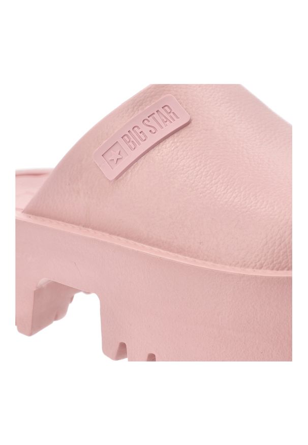 Big-Star - Różowe Klapki Big Star Stylowe Obuwie Damskie Na Solidnej Podeszwie. Kolor: różowy. Materiał: materiał. Wzór: jednolity. Obcas: na platformie. Styl: elegancki