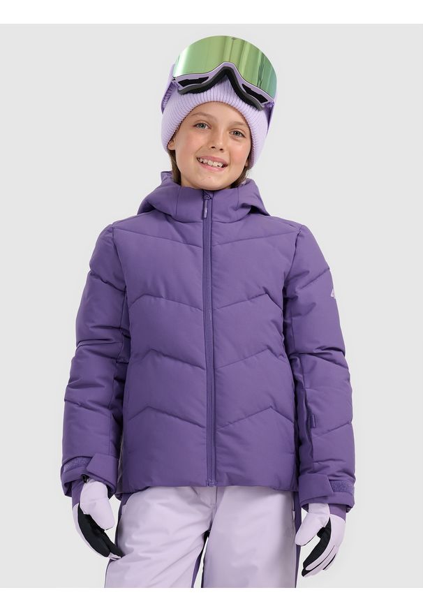 4f - 4F Kurtka narciarska membrana 5000 dziewczęca - fioletowa 122 (6-7 lat). Kolor: fioletowy. Materiał: poliester, materiał. Sezon: lato