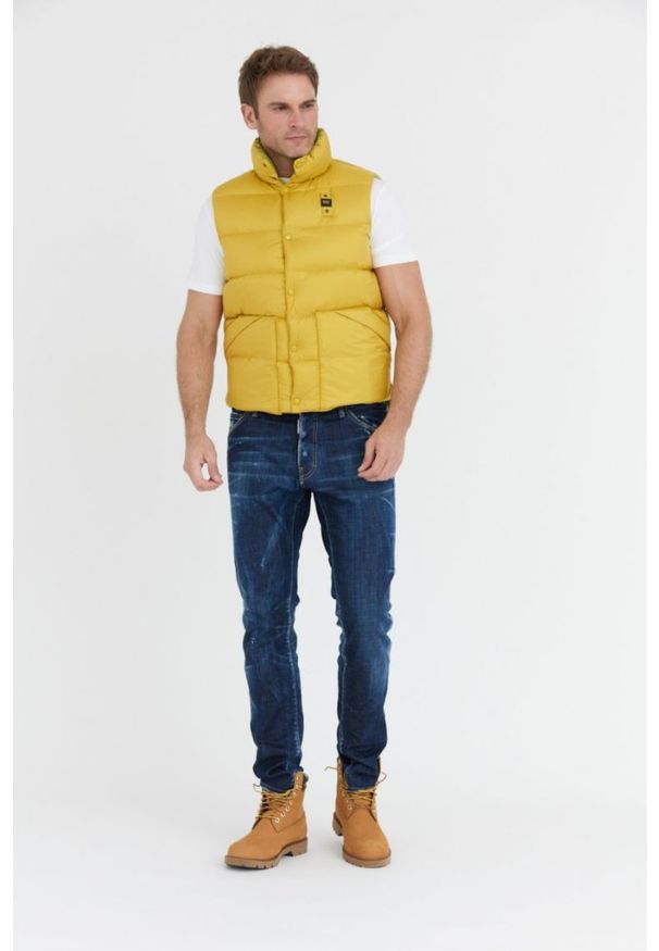 Blauer USA - BLAUER Żółty puchowy bezrękawnik męski Sebastian. Kolor: żółty. Materiał: puch. Długość rękawa: bez rękawów