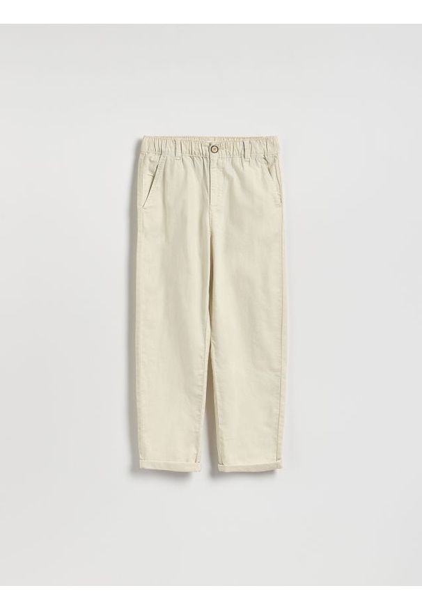 Reserved - Spodnie chino z lnem - złamana biel. Materiał: len