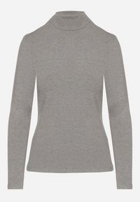 Born2be - Szara Bluzka Golf Typu Longsleeve Altera. Okazja: na co dzień, do pracy. Typ kołnierza: golf. Kolor: szary. Materiał: jeans. Długość rękawa: długi rękaw. Styl: casual, elegancki #3