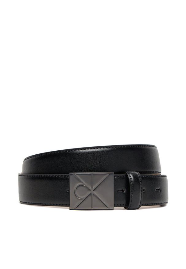 Calvin Klein Pasek Męski Emblem Plaque Buckle 32Mm LV04D7046G Czarny. Kolor: czarny. Materiał: skóra