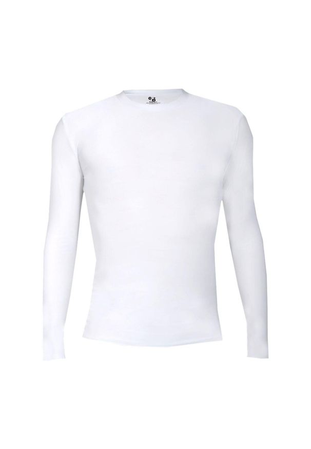 BADGER SPORT - Koszulka z długim rękawem Pro Compression Adults Men Round Neck Undershirt. Kolor: biały. Długość rękawa: długi rękaw. Długość: długie