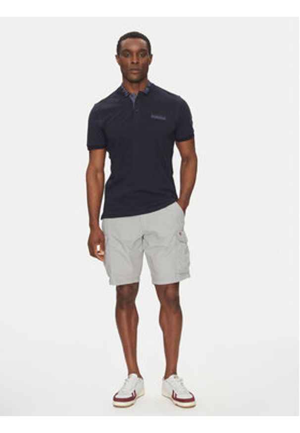 Napapijri Polo E-Amundsen NP0A4IN9 Granatowy Regular Fit. Typ kołnierza: polo. Kolor: niebieski. Materiał: bawełna