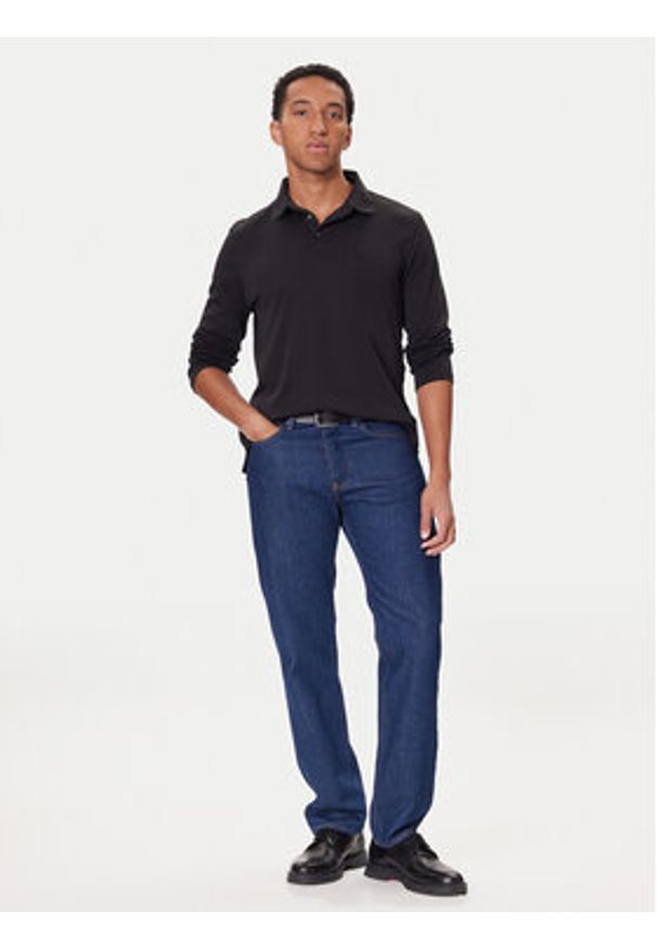 Calvin Klein Polo LV040EM909 Czarny Regular Fit. Typ kołnierza: polo. Kolor: czarny. Materiał: bawełna