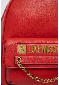 Love Moschino Plecak damski kolor czerwony mały z aplikacją. Kolor: czerwony. Wzór: aplikacja #3