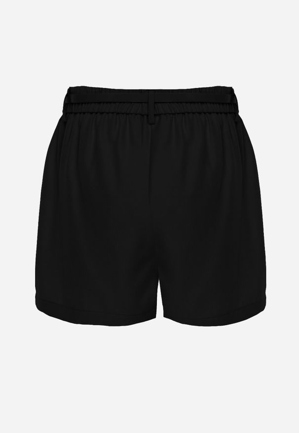 Born2be - Czarne Eleganckie Spódnico-Szorty z Wąskim Paskiem z Klamerką Azaernixi. Okazja: na co dzień, do pracy. Kolor: czarny. Styl: elegancki
