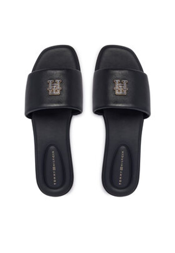 TOMMY HILFIGER - Tommy Hilfiger Klapki Th Logo Hardware Leather Mule FW0FW09292 Granatowy. Kolor: niebieski. Materiał: skóra