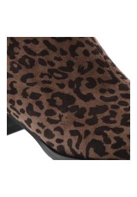 Brązowe Botki S.Barski Eleganckie Buty Damskie Panterka. Okazja: na co dzień. Kolor: brązowy. Materiał: materiał. Szerokość cholewki: normalna. Wzór: motyw zwierzęcy. Obcas: na obcasie. Styl: elegancki. Wysokość obcasa: średni #2