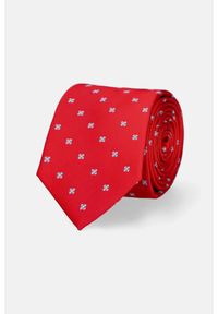 Lancerto - Krawat Czerwony w Kwiaty. Kolor: czerwony. Materiał: mikrofibra. Wzór: kwiaty