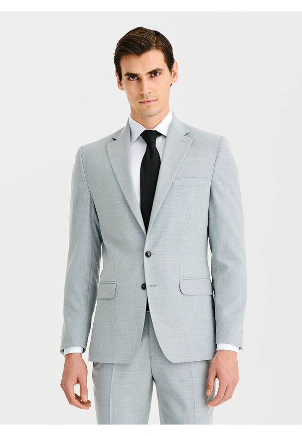 Pako Lorente - PAKO LORENTE – Szara marynarka garniturowa. Kolor: szary. Materiał: poliester, elastan, wiskoza. Wzór: gładki. Styl: młodzieżowy