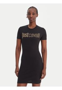 Just Cavalli Sukienka codzienna 80PAOE21 CJ112 Czarny Slim Fit. Okazja: na co dzień. Kolor: czarny. Materiał: bawełna. Typ sukienki: proste. Styl: casual #1