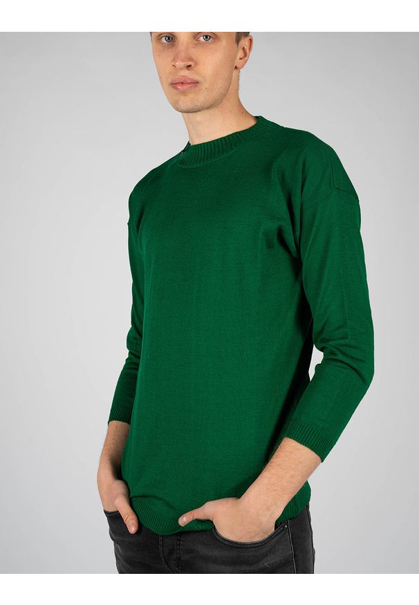 Takeshy Kurosawa Sweter | 83072 | Maglia F12 Taglio Over | Mężczyzna | Zielony. Okazja: na co dzień. Kolor: zielony. Materiał: akryl, wełna. Wzór: aplikacja. Styl: casual