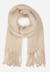 Born2be - Jasnobeżowy Szalik z Frędzlami Owedarria. Okazja: na co dzień. Kolor: beżowy. Materiał: dresówka, jeans. Styl: casual, elegancki #3