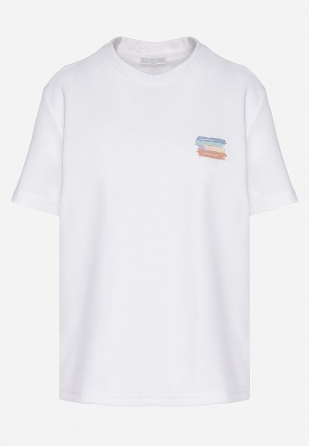 Born2be - Biały T-shirt z Małym Nadrukiem Tenalera. Okazja: na co dzień. Kolor: biały. Wzór: nadruk. Styl: klasyczny, elegancki, casual