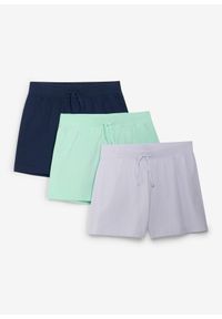 bonprix - Szorty z dżerseju (3 szt.) z czystej bawełny organicznej. Kolor: fioletowy. Materiał: jersey, bawełna. Wzór: kolorowy #1