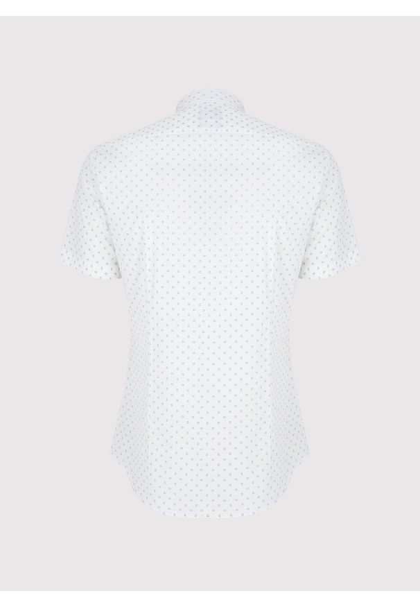 Pako Lorente - PAKO LORENTE - Koszula męska w błękitny mikrowzór. Kolor: niebieski. Materiał: elastan, bawełna. Długość rękawa: krótki rękaw. Długość: krótkie. Sezon: lato