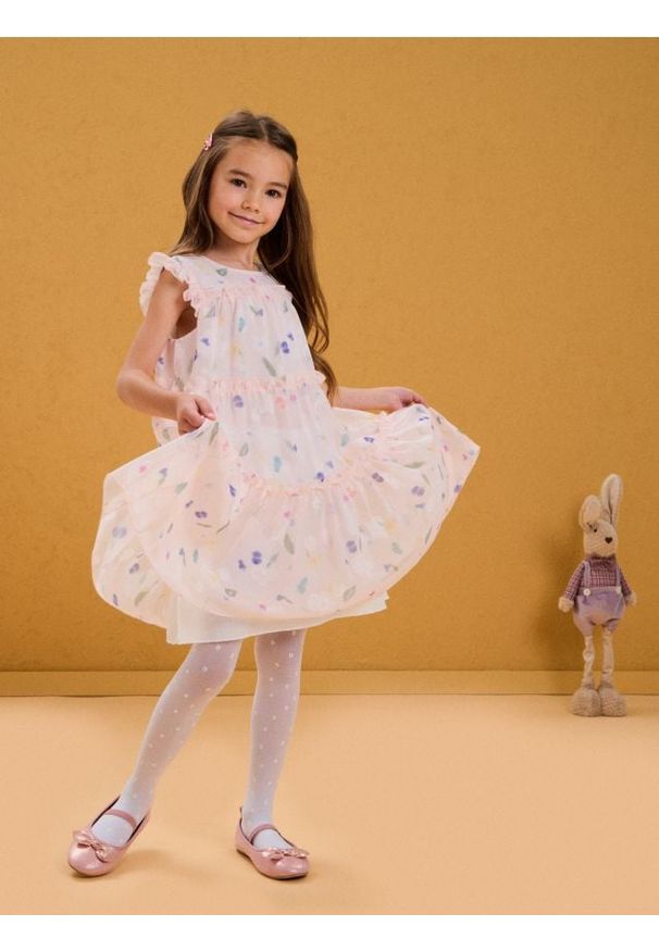 Sinsay - Sukienka babydoll z ozdobnymi falbankami - wielobarwny. Typ kołnierza: kołnierz z falbankami