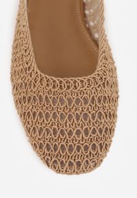 Renee - Ciemnobeżowe Balerinki Slingback VICES z Cholewką z Plecionki Lilinova. Kolor: beżowy. Materiał: len. Szerokość cholewki: normalna. Styl: boho, elegancki #2