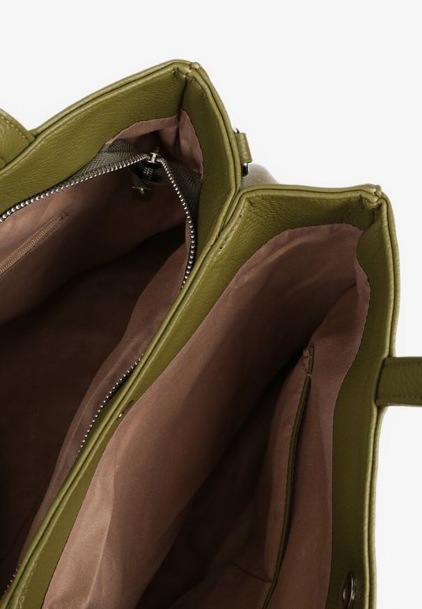 Renee - Zielona Torebka Duża Shopper z Bocznym Suwakiem Soravine. Kolor: zielony. Styl: klasyczny, elegancki, biznesowy, casual