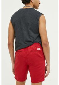Superdry szorty z domieszką lnu kolor czerwony. Kolor: czerwony. Materiał: len #4