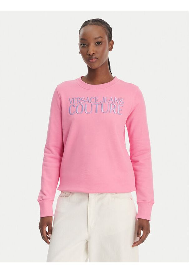Versace Jeans Couture Bluza 80HAIT01 CF01T Różowy Regular Fit. Typ kołnierza: kołnierzyk włoski. Kolor: różowy. Materiał: bawełna