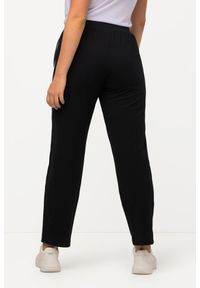 ULLA POPKEN - Damskie Spodnie dresowe elastyczny pas paski boczne. Kolekcja: plus size. Kolor: czarny. Materiał: bawełna, elastan, materiał. Wzór: paski