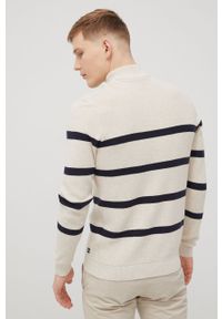Tom Tailor sweter bawełniany męski kolor beżowy. Okazja: na co dzień. Kolor: beżowy. Materiał: bawełna. Styl: casual