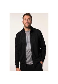 JAY-PI - Męska Bluza dresowa rozpinana fitness Belly Fit naszywki bis do rozm. 7XL. Kolekcja: plus size. Kolor: czarny. Materiał: materiał, poliester, bawełna. Wzór: aplikacja. Sport: fitness