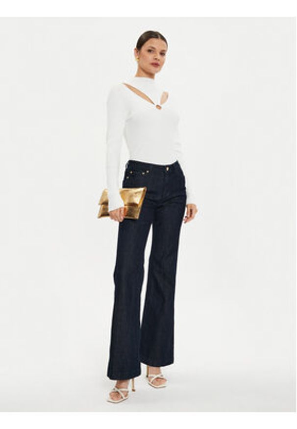 Morgan Sweter 241-MELINE Biały Slim Fit. Kolor: biały. Materiał: syntetyk