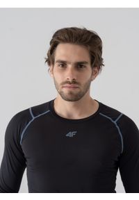 4f - Longsleeve treningowy slim szybkoschący męski. Kolor: czarny. Materiał: dzianina, skóra. Długość rękawa: długi rękaw #2