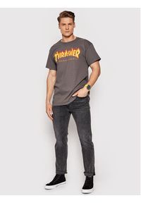 Thrasher T-Shirt Flame Szary Regular Fit. Kolor: szary. Materiał: bawełna #2