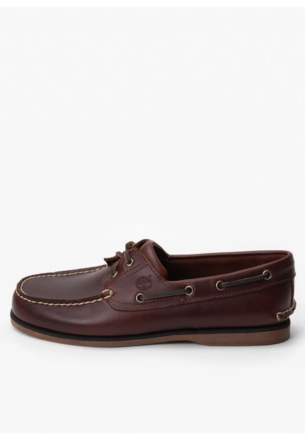 Timberland Classic Boat 2 Eye Mokasyny męskie. Okazja: na co dzień. Zapięcie: sznurówki. Kolor: brązowy. Materiał: guma, skóra. Szerokość cholewki: normalna. Sezon: lato. Styl: casual, elegancki, klasyczny