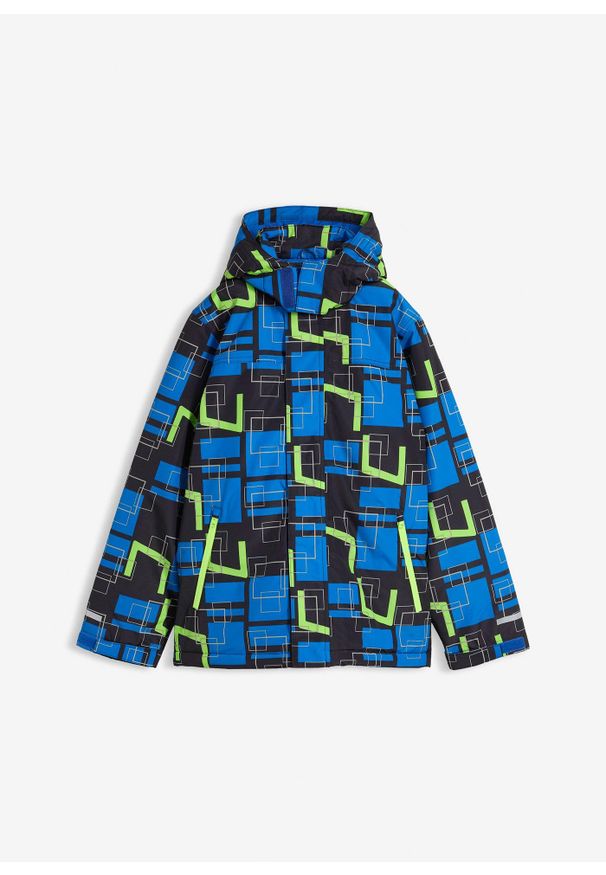 bonprix - Wodoodporna kurtka funkcyjna z odblaskowymi detalami. Typ kołnierza: kaptur. Kolor: czarny. Sezon: zima