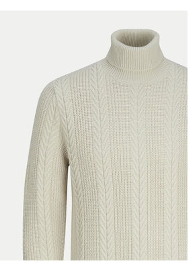 Jack & Jones Golf 12261441 Beżowy Regular Fit. Typ kołnierza: golf. Kolor: beżowy. Materiał: bawełna, syntetyk