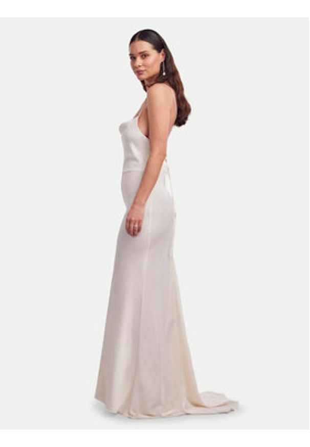 YAS Sukienka wieczorowa Dottea 26030334 Écru Slim Fit. Materiał: syntetyk. Styl: wizytowy