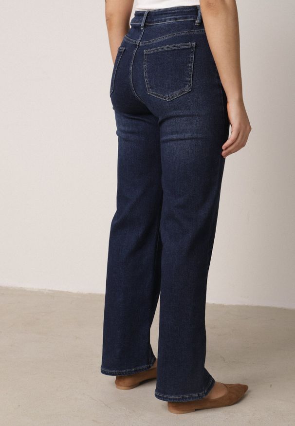 Born2be - Niebieskie Bawełniane Jeansy o Szerokim Kroju Vimantta. Okazja: na co dzień. Kolor: niebieski. Styl: casual