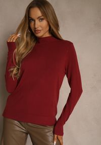 Renee - Bordowy Casualowy Sweter z Półgolfem w Minimalistycznym Stylu Seorienne. Okazja: na co dzień. Kolor: czerwony. Długość: długie. Styl: casual #2