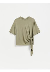 Reserved - T-shirt z modalem - ciemnozielony. Kolor: zielony. Materiał: dzianina #1