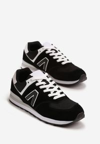 Born2be - Czarno-Białe Buty Sportowe Sneakersy z Ozdobną Aplikacją Rilazea. Okazja: na co dzień. Kolor: czarny. Materiał: jeans. Wzór: aplikacja #3