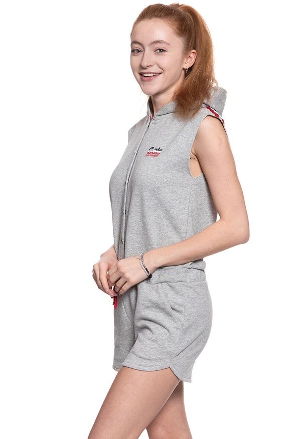Wrangler - DAMSKI KOMBINEZON WRANGLER SPORTY PLAYSUIT MID GREY MEL W6063IC37 112130411. Wzór: melanż. Styl: sportowy