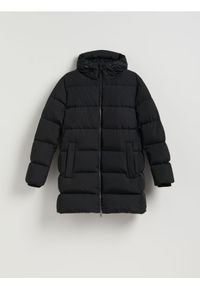 Reserved - Długi płaszcz z puchem - czarny. Kolor: czarny. Materiał: puch. Długość: długie #1