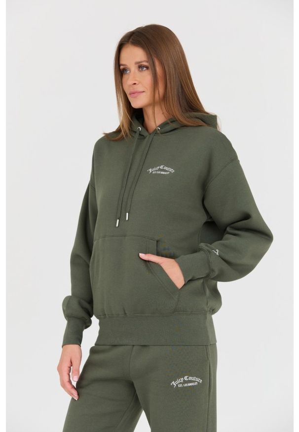 Juicy Couture - JUICY COUTURE Zielona damska bluza Recycled Queenie Hoodie, Rozmiar XXS. Kolor: zielony