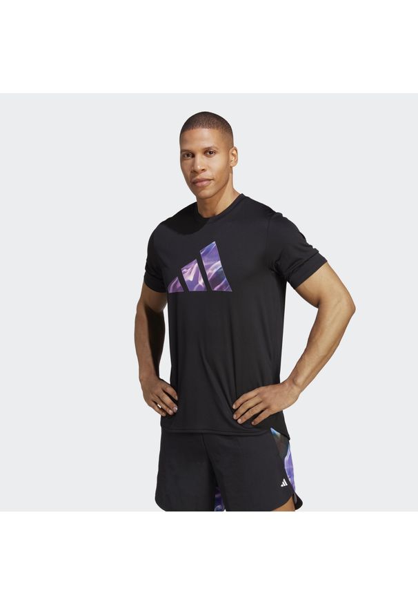 Adidas - Designed for Movement HIIT Training Tee. Kolor: czarny, różowy, wielokolorowy. Sport: fitness