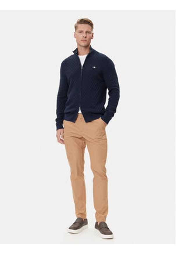 GANT - Gant Kardigan 8030263 Granatowy Regular Fit. Kolor: niebieski. Materiał: bawełna