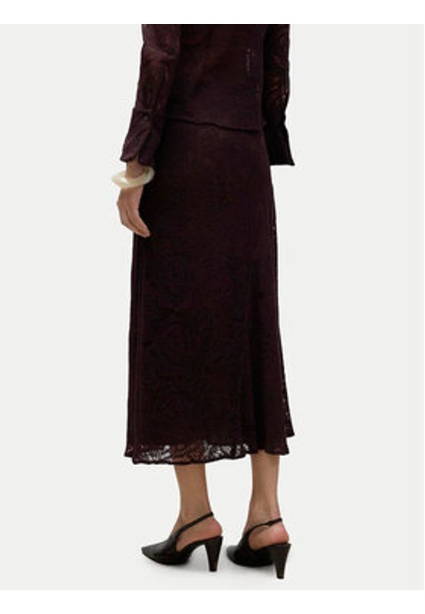 Vero Moda Spódnica midi Urshila 10336946 Bordowy Regular Fit. Kolor: czerwony. Materiał: bawełna